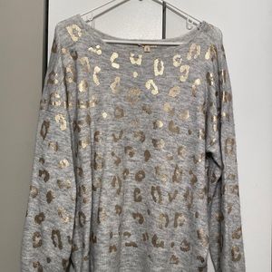 Off the shoulder animal print sweater